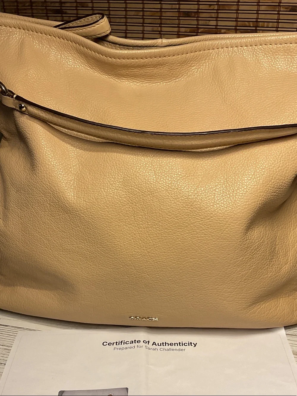 2013 27858 COACH MADISON PEBBLED LEATHER HOBO PURSE HANDBAG In TAN